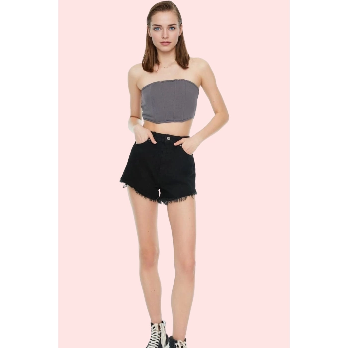 Kadın Denim Mini Şort Pamuk Straight Kalıp Günlük Yaz Kombinleri Hafta Sonu Modern Tasarım