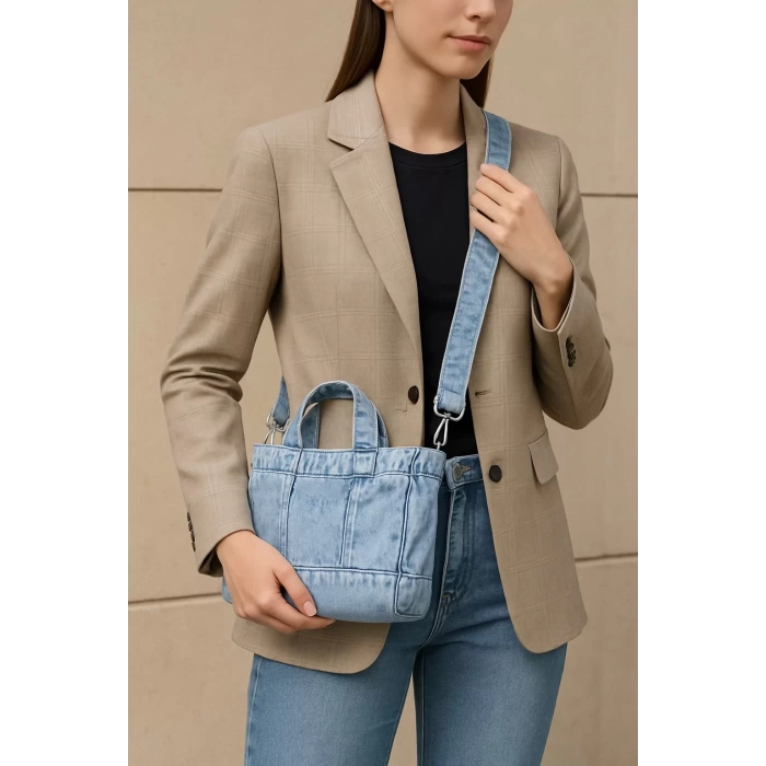 Kadın Denim Omuz Çantası Şık ve Fonksiyonel Günlük Tasarım Trend Tasarım Günlük Kullanım İçin