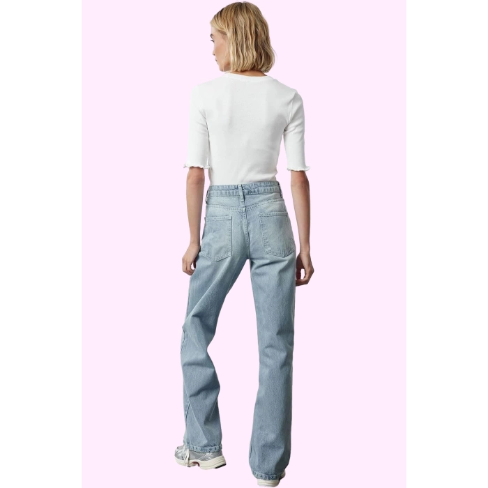 Kadın Denim Pamuk Wide Leg Jean Pantolon Günlük Stil Hafta Sonu Yaz Aylarının Vazgeçilmezi