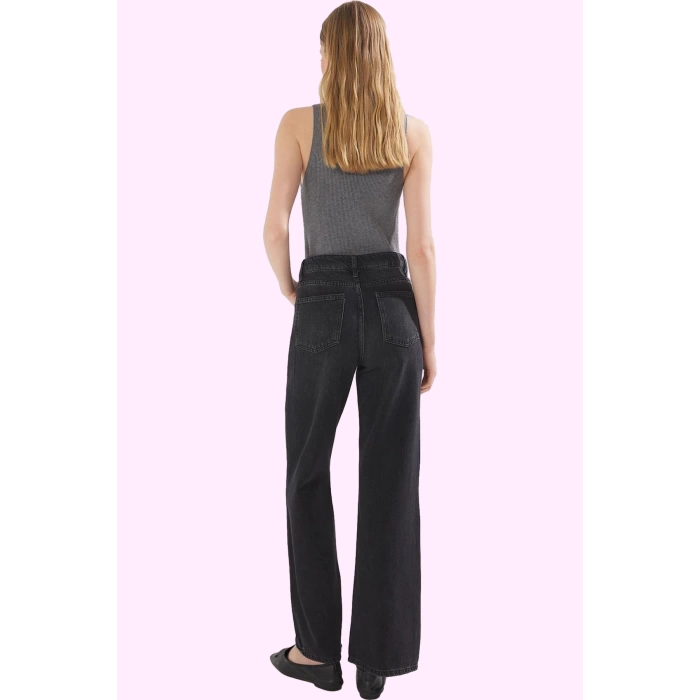 Kadın Denim Pantolon Yüksek Bel Geniş Paça Sürdürülebilir Günlük Kullanım Kaliteli Malzeme