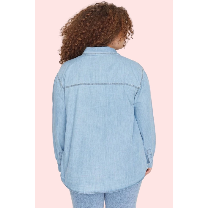 Kadın Denim Polo Yaka Gömlek Pamuk Rahat Kesim Günlük Şıklık Hafta Sonu Yaz Aylarının Vazgeçilmezi