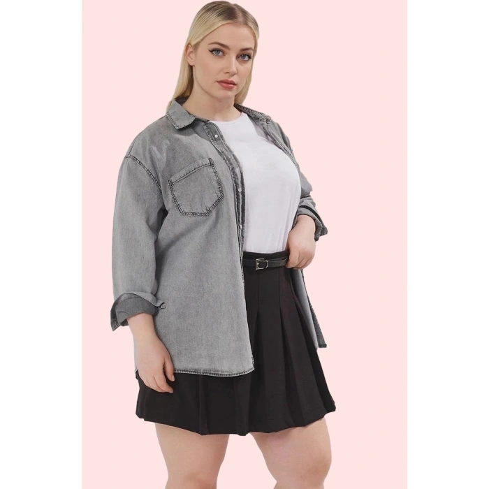 Kadın Denim Polo Yaka Gömlek Pamuk Rahat Kesim Günlük Şıklık Hafta Sonu Yaz Aylarının Vazgeçilmezi