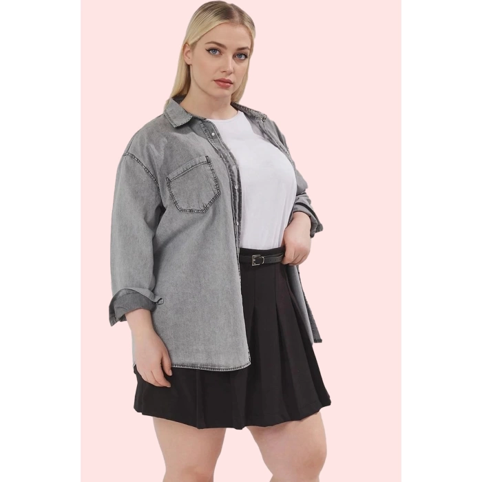 Kadın Denim Polo Yaka Gömlek Pamuk Rahat Kesim Günlük Şıklık Hafta Sonu Yaz Aylarının Vazgeçilmezi