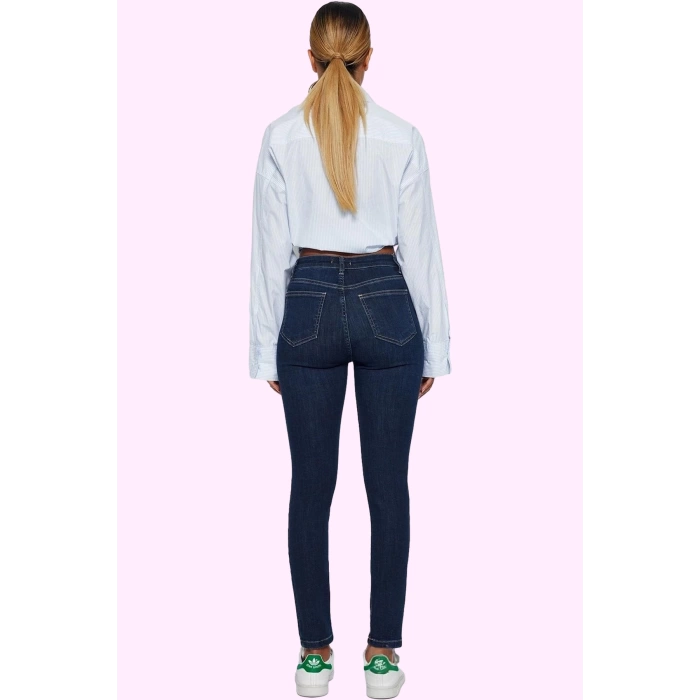 Kadın Denim Skinny Jean Yüksek Bel Stretch Kumaş Günlük Kombinler İçin Yaz Aylarının Vazgeçilmezi