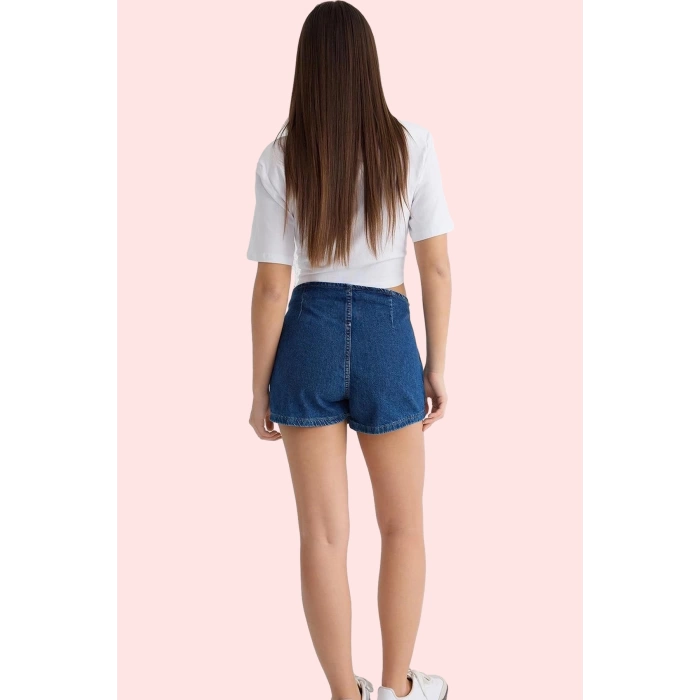 Kadın Denim Şort Etek Bağcıklı Detay Kısa Boy Pamuklu Yazlık Günlük Kullanım Modern Tasarım