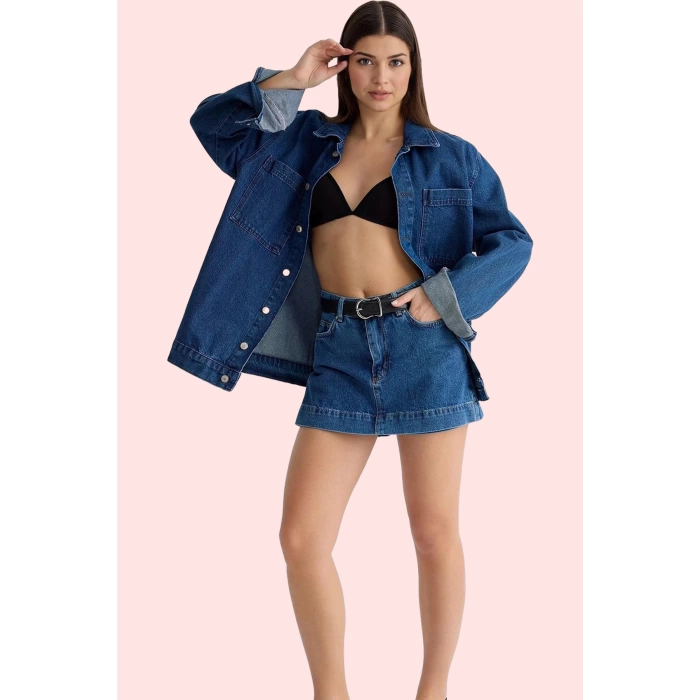 Kadın Denim Şort Etek Yüksek Bel Boru Paça Pamuklu Günlük Kombinler Yaz Aylarının Vazgeçilmezi