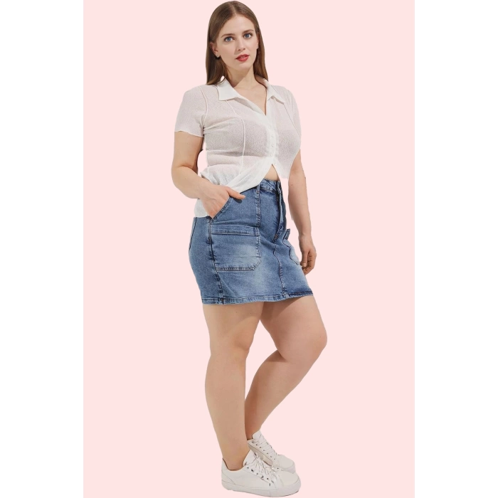 Kadın Denim Şort Etek Yüksek Bel Kısa Boy Casual Günlük Hafta Sonu Yaz Aylarının Vazgeçilmezi