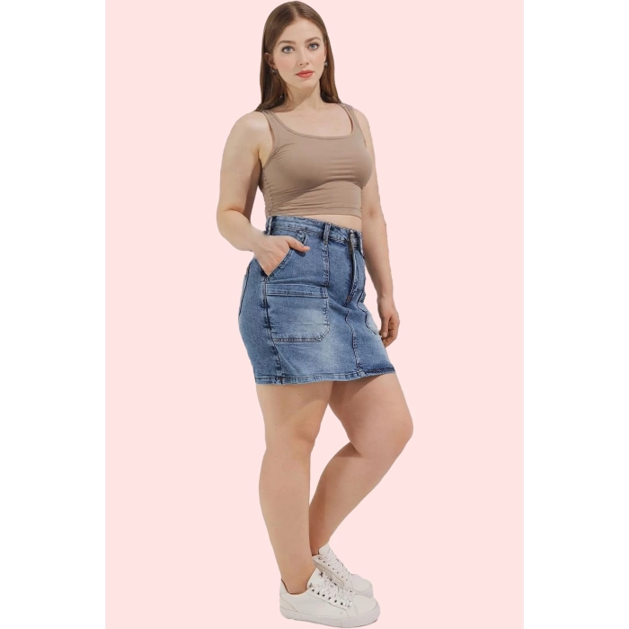Kadın Denim Şort Etek Yüksek Bel Kısa Boy Casual Günlük Hafta Sonu Yaz Aylarının Vazgeçilmezi