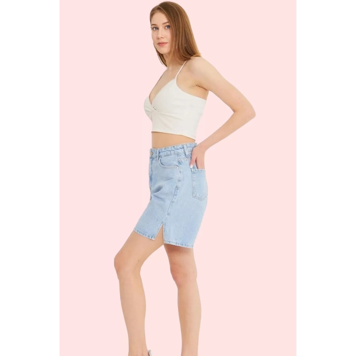 Kadın Denim Şort Normal Bel Geniş Paça Pamuk Casual Stil Günlük Kullanım Dayanıklı Malzeme