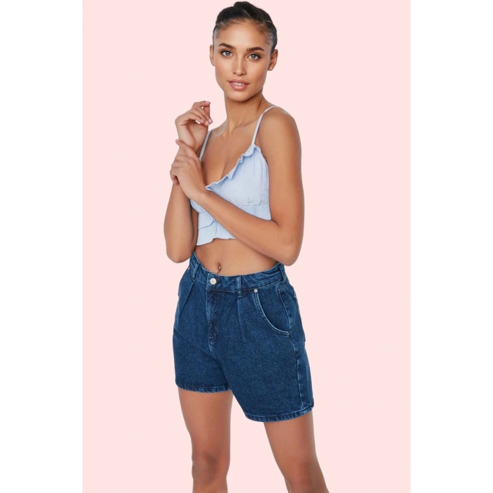 Kadın Denim Şort Pamuk Renk Straight Siluet Kısa Boy City Short Kalıp Yaz Aylarının Vazgeçilmezi
