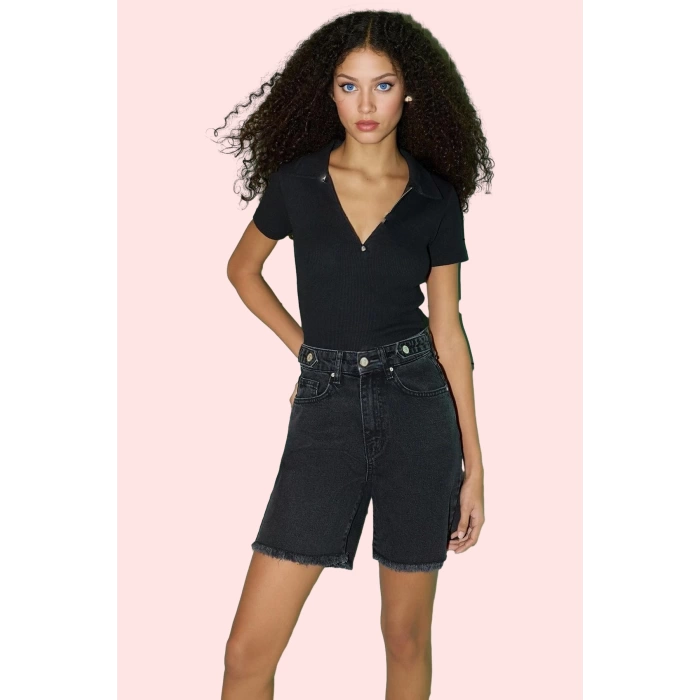 Kadın Denim Şort Pamuk Yüksek Bel City Short Rahat Günlük Stil Hafta Sonu Kaliteli Malzeme