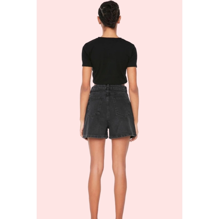 Kadın Denim Şort Yüksek Bel City Short Boru Paça Pamuklu Yaz Aylarının Vazgeçilmezi Günlük Kullanım