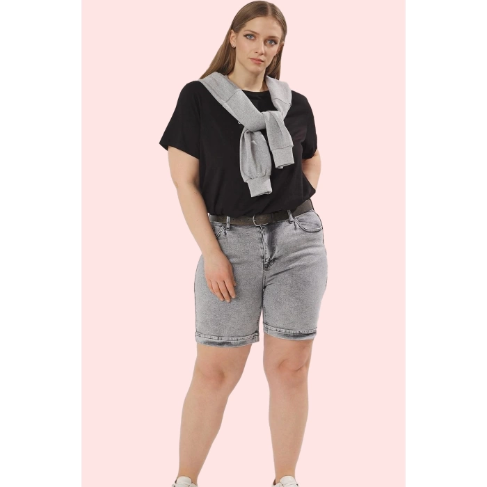 Kadın Denim Şort Yüksek Bel Geniş Paça Rahat Günlük Kombinler Hafta Sonu Dayanıklı Malzeme