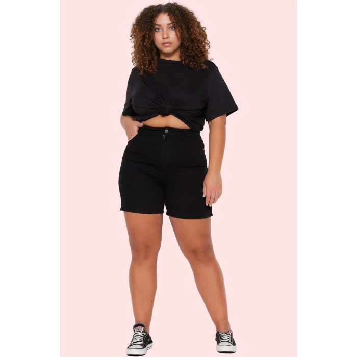 Kadın Denim Şort Yüksek Bel Skinny Esnek Günlük Kombinler Hafta Sonu Yaz Aylarının Vazgeçilmezi