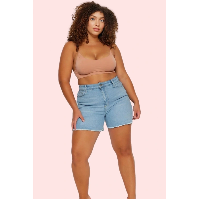 Kadın Denim Şort Yüksek Bel Straight Kalıp Günlük Casual Hafta Sonu Yaz Aylarının Vazgeçilmezi