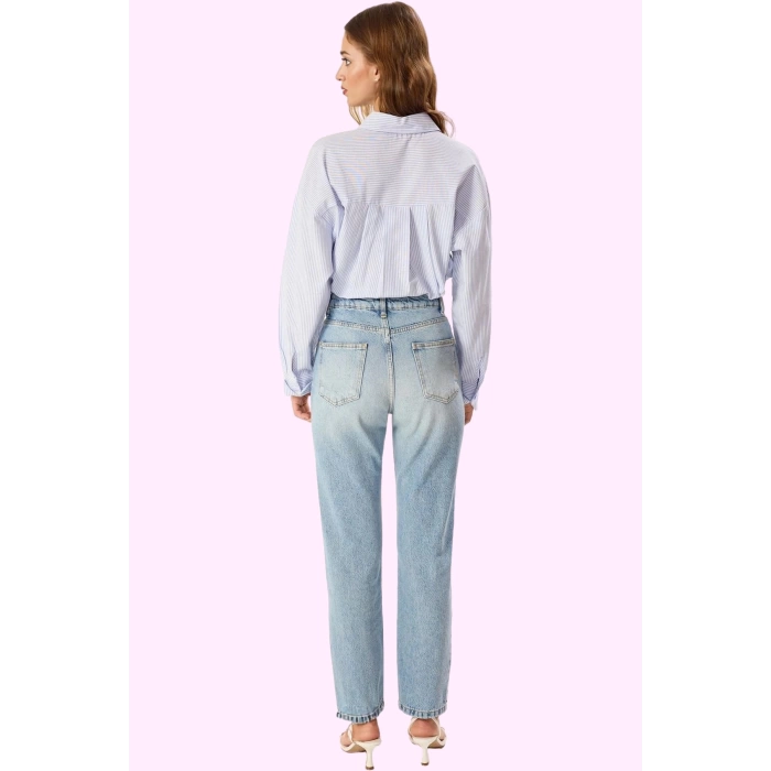 Kadın Denim Straight Jean Pantolon Regular Boy Pamuk Nefes Alabilir Yaz Aylarının Vazgeçilmezi