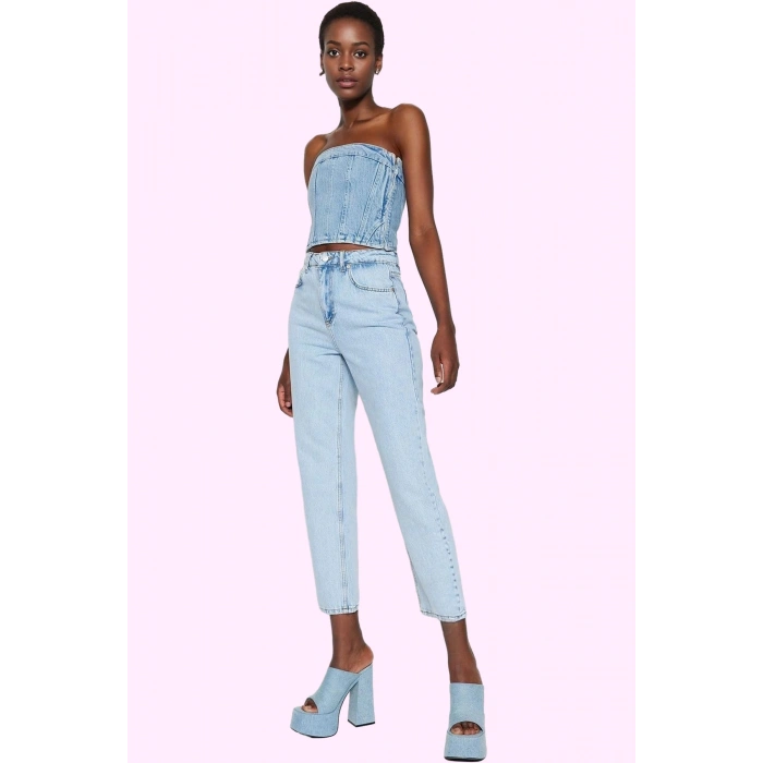 Kadın Denim Straight Jean Pantolon Regular Boy Pamuk Nefes Alabilir Yaz Aylarının Vazgeçilmezi