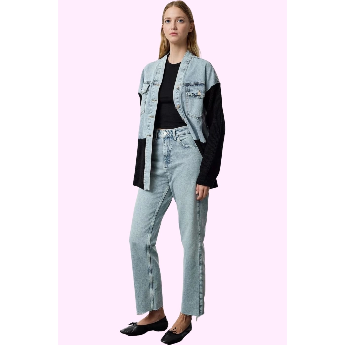 Kadın Denim Straight Jean Pantolon Yüksek Bel Boru Paça Pamuk Günlük Yaz Aylarının Vazgeçilmezi