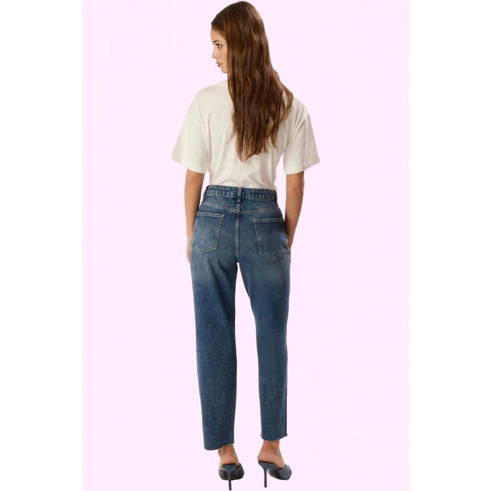 Kadın Denim Straight Jean Pantolon Yüksek Bel Boru Paça Pamuk Günlük Yaz Aylarının Vazgeçilmezi