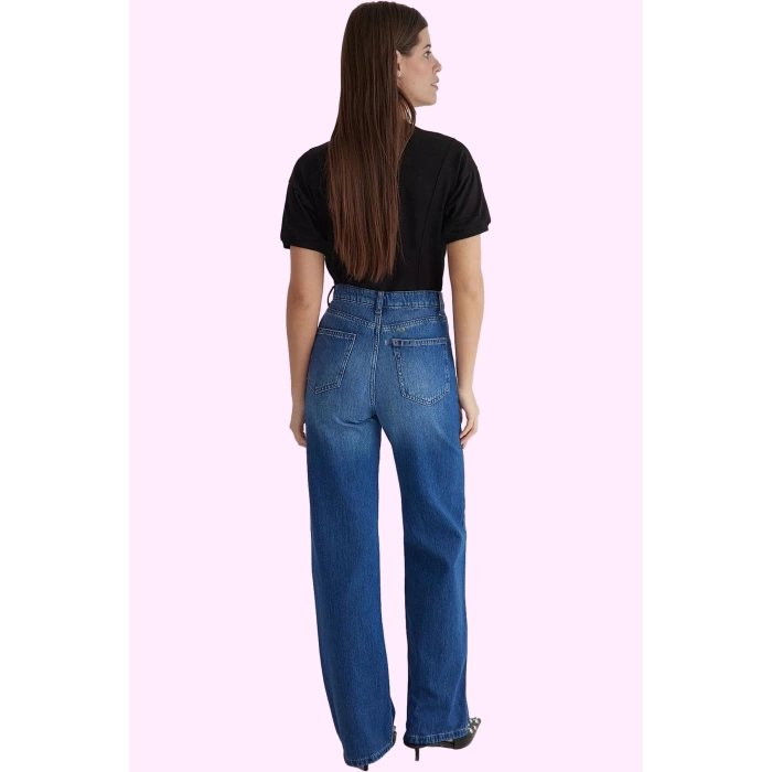 Kadın Denim Uzun Boy Pamuk Wide Leg Pantolon Günlük Stiller Hafta Sonu Yaz Aylarının Vazgeçilmezi