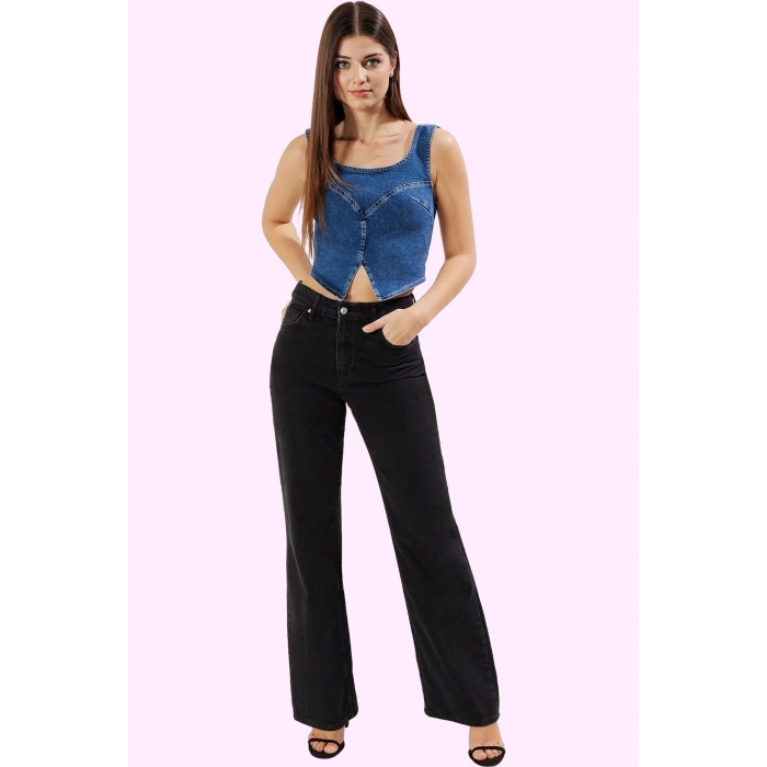 Kadın Denim Wide Leg Pantolon Pamuk Casual Stil Günlük Kullanım Yaz Aylarının Vazgeçilmezi