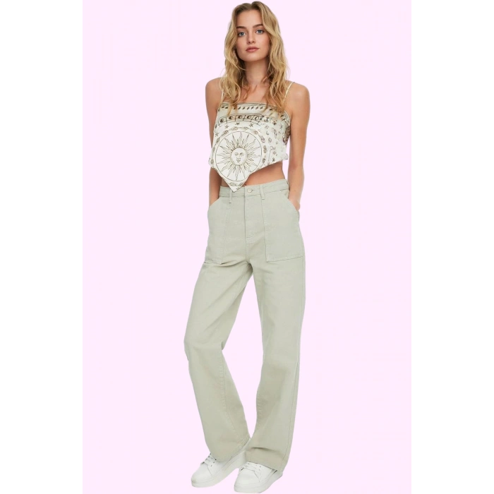 Kadın Denim Wide Leg Pantolon Yüksek Bel 5 Cep Rahat Günlük Stil Yaz Aylarının Vazgeçilmezi