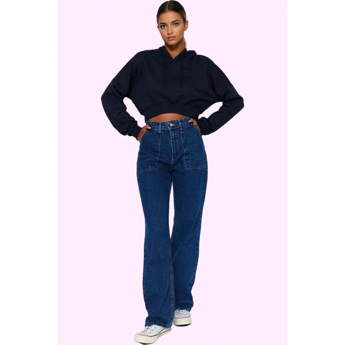 Kadın Denim Wide Leg Pantolon Yüksek Bel 5 Cep Rahat Günlük Stil Yaz Aylarının Vazgeçilmezi