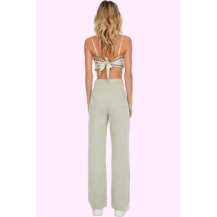 Kadın Denim Wide Leg Pantolon Yüksek Bel 5 Cep Rahat Günlük Stil Yaz Aylarının Vazgeçilmezi