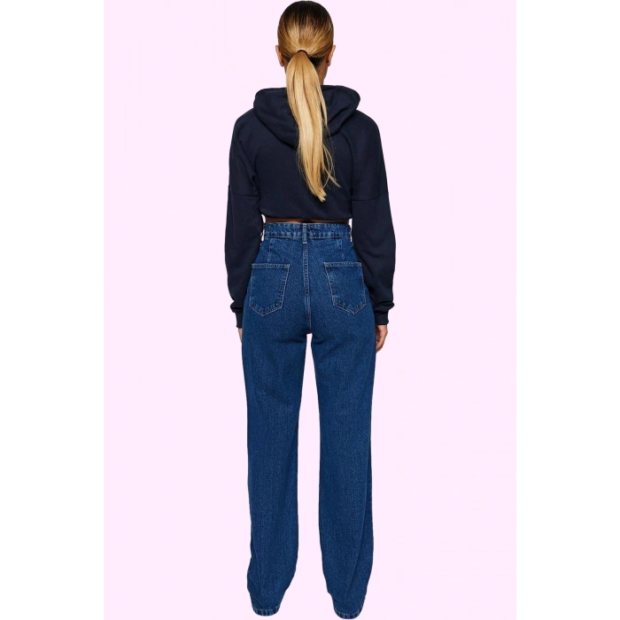 Kadın Denim Wide Leg Pantolon Yüksek Bel 5 Cep Rahat Günlük Stil Yaz Aylarının Vazgeçilmezi