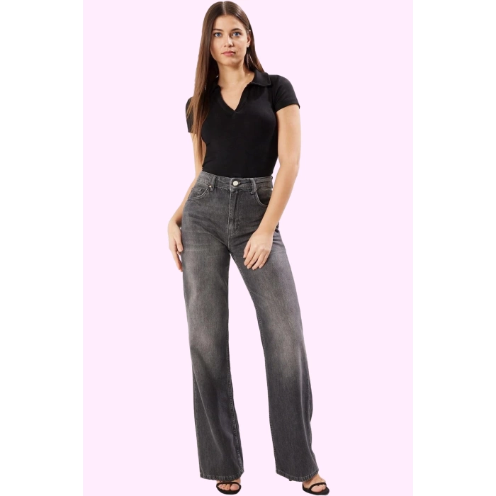 Kadın Denim Wide Leg Pantolon Yüksek Bel Pamuk Günlük ve İş İçin Yaz Aylarının Vazgeçilmezi