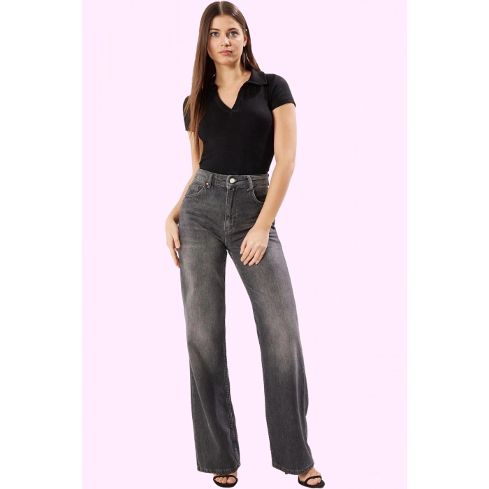 Kadın Denim Wide Leg Pantolon Yüksek Bel Pamuk Günlük ve İş İçin Yaz Aylarının Vazgeçilmezi