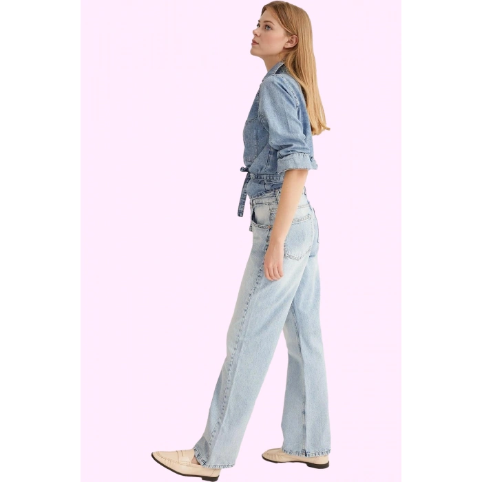 Kadın Denim Wide Leg Pantolon Yüksek Bel Pamuk Rahat Günlük Stil Yaz Aylarının Vazgeçilmezi
