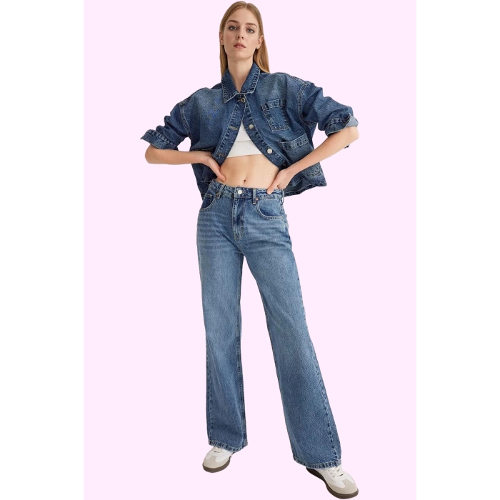 Kadın Denim Wide Leg Pantolon Yüksek Bel Pamuk Rahat Günlük Stil Yaz Aylarının Vazgeçilmezi