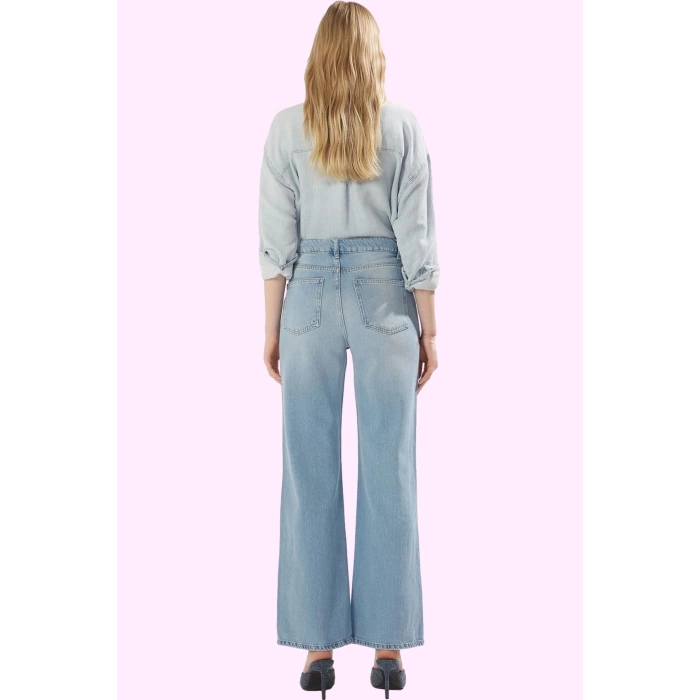 Kadın Denim Yüksek Bel Geniş Paça Pantolon Rahat Kesim Günlük Kullanım Yaz Aylarının Vazgeçilmezi