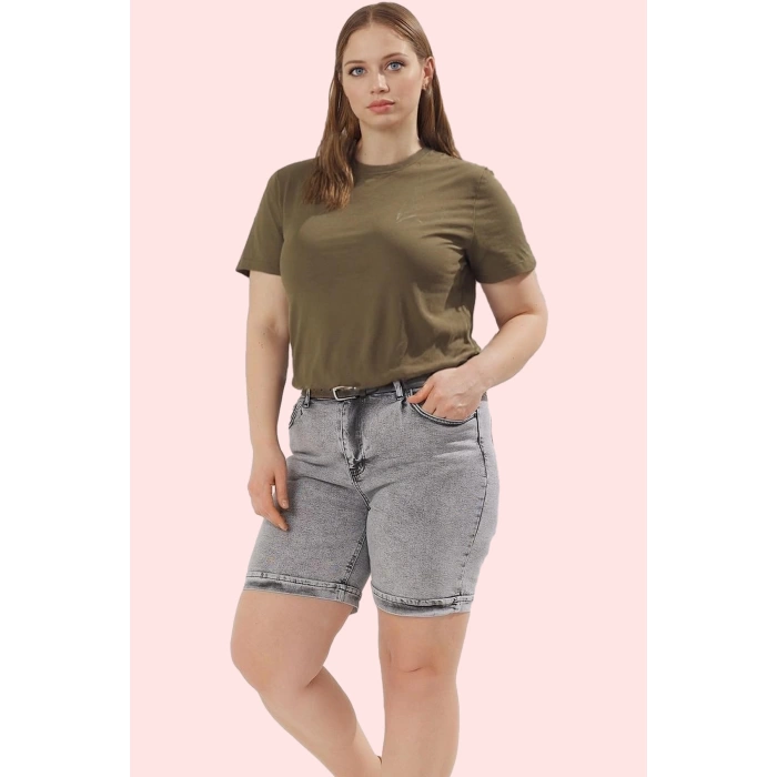 Kadın Denim Yüksek Bel Geniş Paça Şort Regular Boy Günlük Stil Hafta Sonu Kaliteli Malzeme