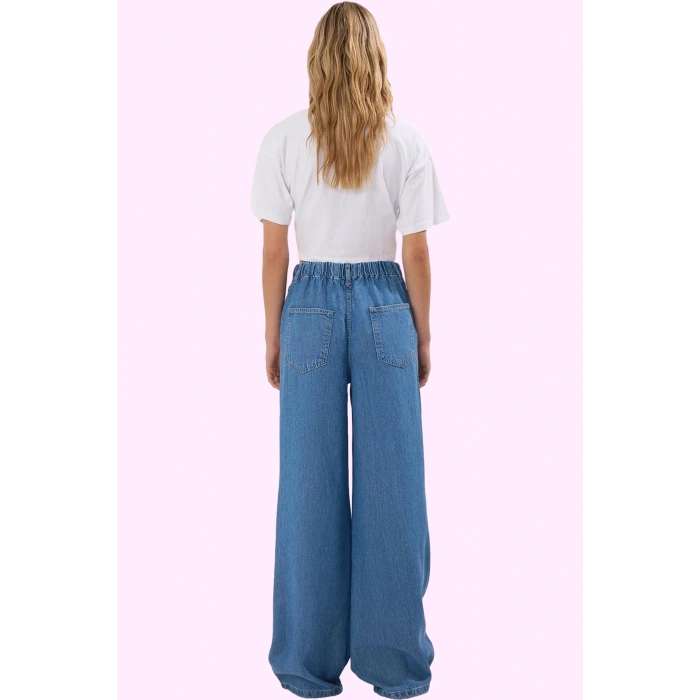 Kadın Denim Yüksek Bel Wide Leg Pantolon Liyosel Rahat Günlük Hafta Sonu Dayanıklı Malzeme
