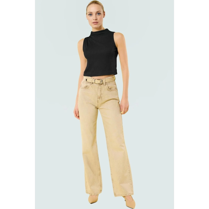 Kadın Dik Yaka Fitted Polyester Kaşkorse Bluz Özel Tasarım Premium Kalite