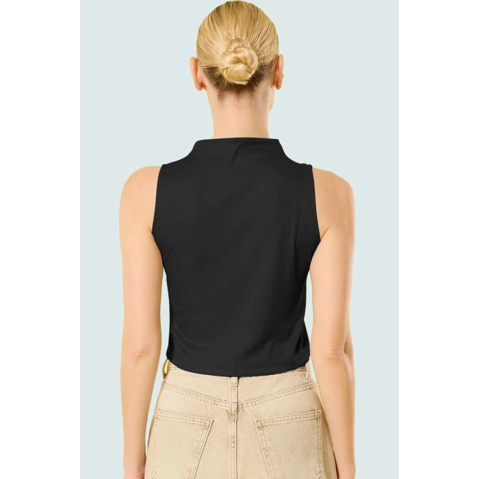 Kadın Dik Yaka Fitted Polyester Kaşkorse Bluz Özel Tasarım Premium Kalite