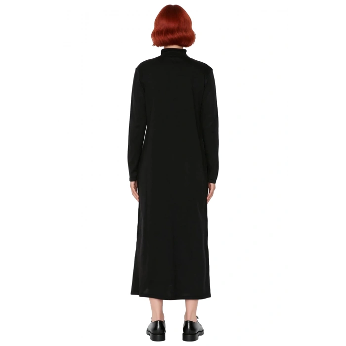 Kadın Dik Yaka Triko Maxi Elbise A Kesim Uzun Kollu Akrilik Rahat Kışlık Günlük Kombinler İçin İdeal