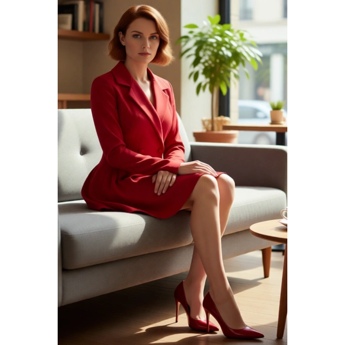 Kadın Dokuma Ceket Elbise Uzun Kollu Piliseli Mini Boy Ofis ve Günlük Şıklık İçin İdeal Tasarım