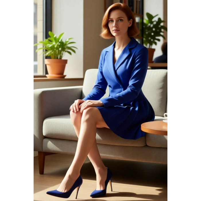 Kadın Dokuma Ceket Elbise Uzun Kollu Piliseli Mini Boy Ofis ve Günlük Şıklık İçin İdeal Tasarım