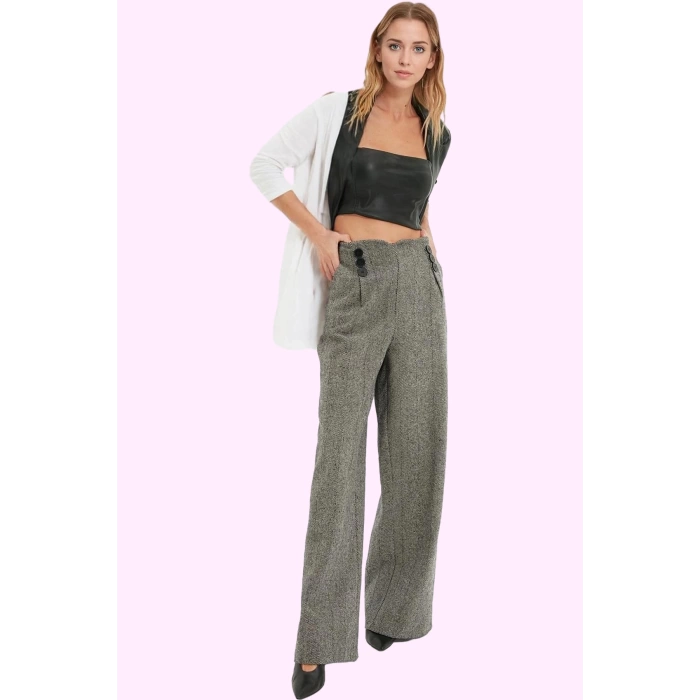 Kadın Dokuma Palazzo Pantolon Wide Leg Boru Paça Casual Günlük Kombin Yaz Aylarının Vazgeçilmezi