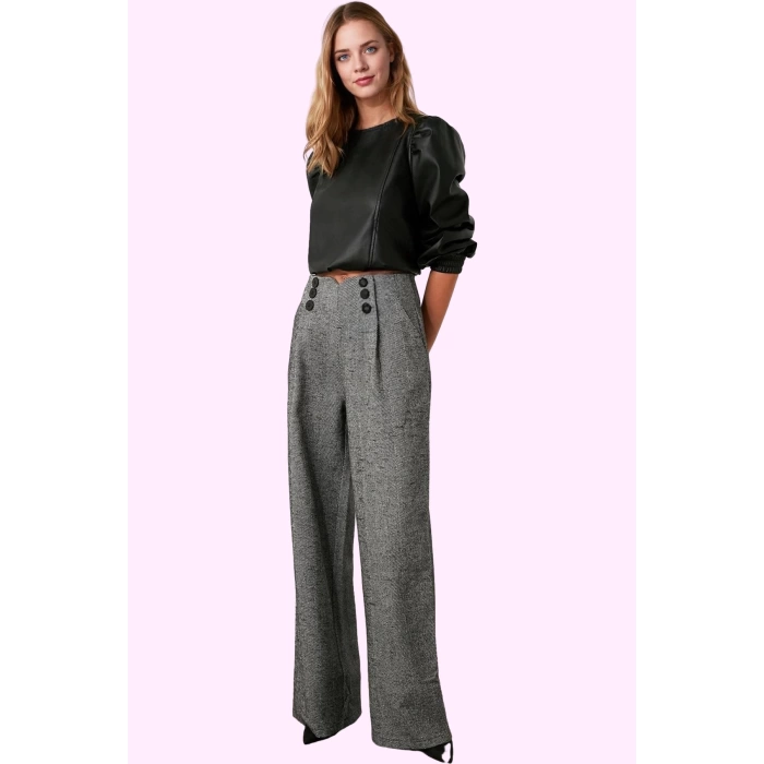 Kadın Dokuma Palazzo Pantolon Wide Leg Boru Paça Casual Günlük Kombin Yaz Aylarının Vazgeçilmezi