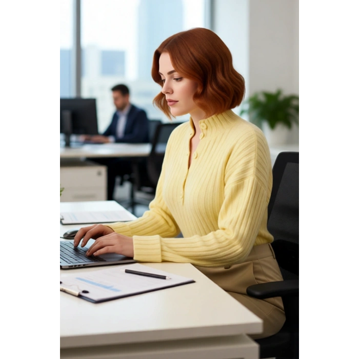 Kadın Düğmeli Triko Kazak Relaxed Kalıp Dik Yaka Fitilli Dokuma Soğuk Havalarda Şıklık ve Konfor