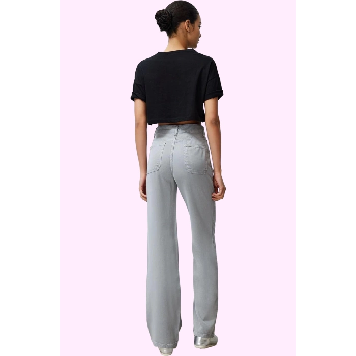 Kadın Düşük Bel Wide Leg Pantolon Liyosel Uzun Boy Casual Şıklık Yaz Aylarının Vazgeçilmezi