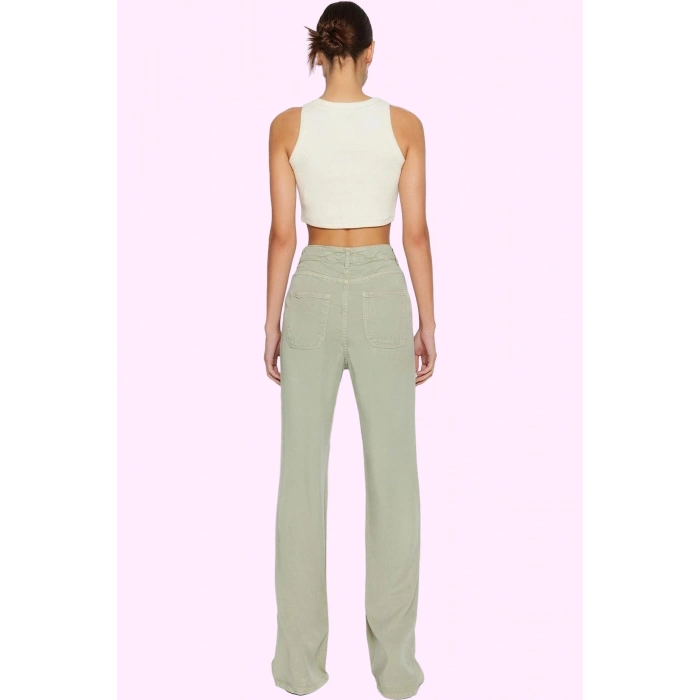 Kadın Düşük Bel Wide Leg Pantolon Liyosel Uzun Boy Casual Şıklık Yaz Aylarının Vazgeçilmezi