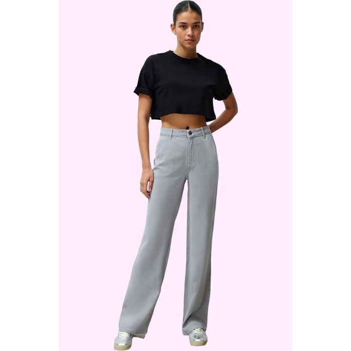 Kadın Düşük Bel Wide Leg Pantolon Liyosel Uzun Boy Casual Şıklık Yaz Aylarının Vazgeçilmezi