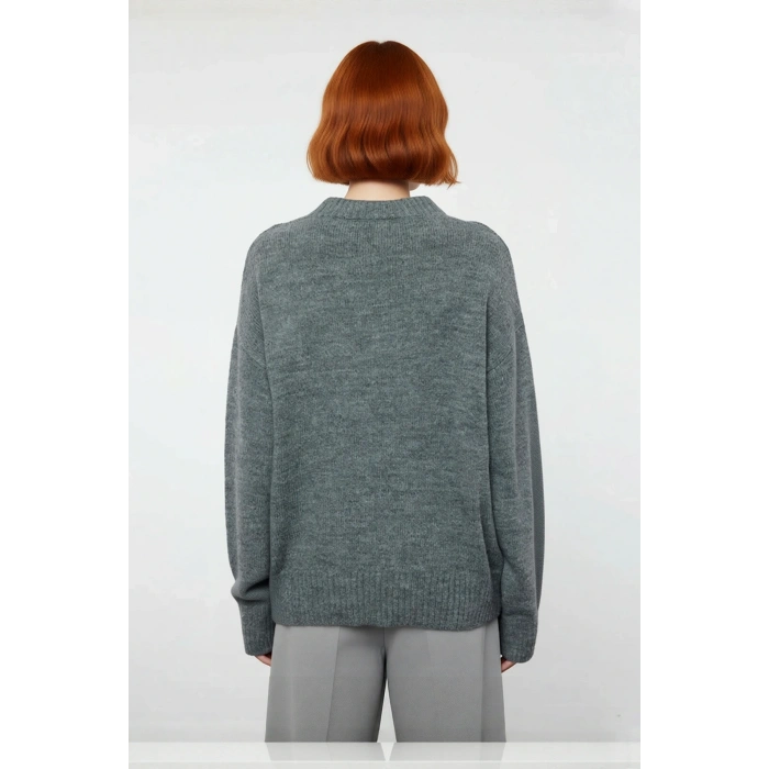 Kadın Düşük Kol Oversize Triko Kazak Bisiklet Yaka Yumuşak Dokulu Basic Kış Kombinleri İçin İdeal