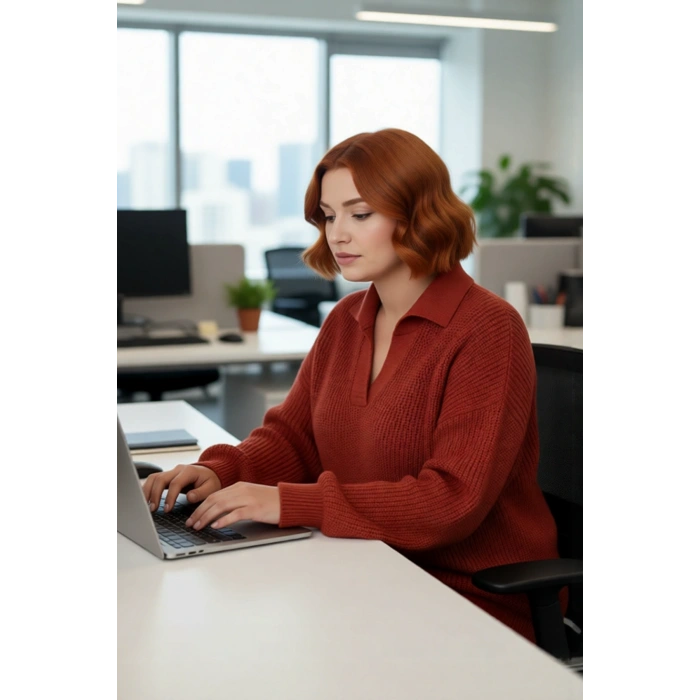 Kadın Düşük Kol Polo Yaka Selanik Örgü Kalın Akrilik Triko Kazak Kış İçin Basic Şıklık Kaliteli