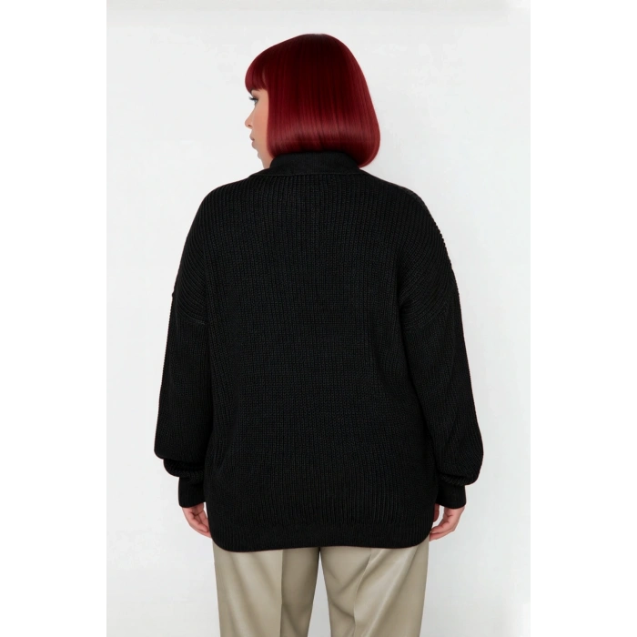 Kadın Düşük Kol Polo Yaka Selanik Örgü Kalın Akrilik Triko Kazak Kış İçin Basic Şıklık Kaliteli